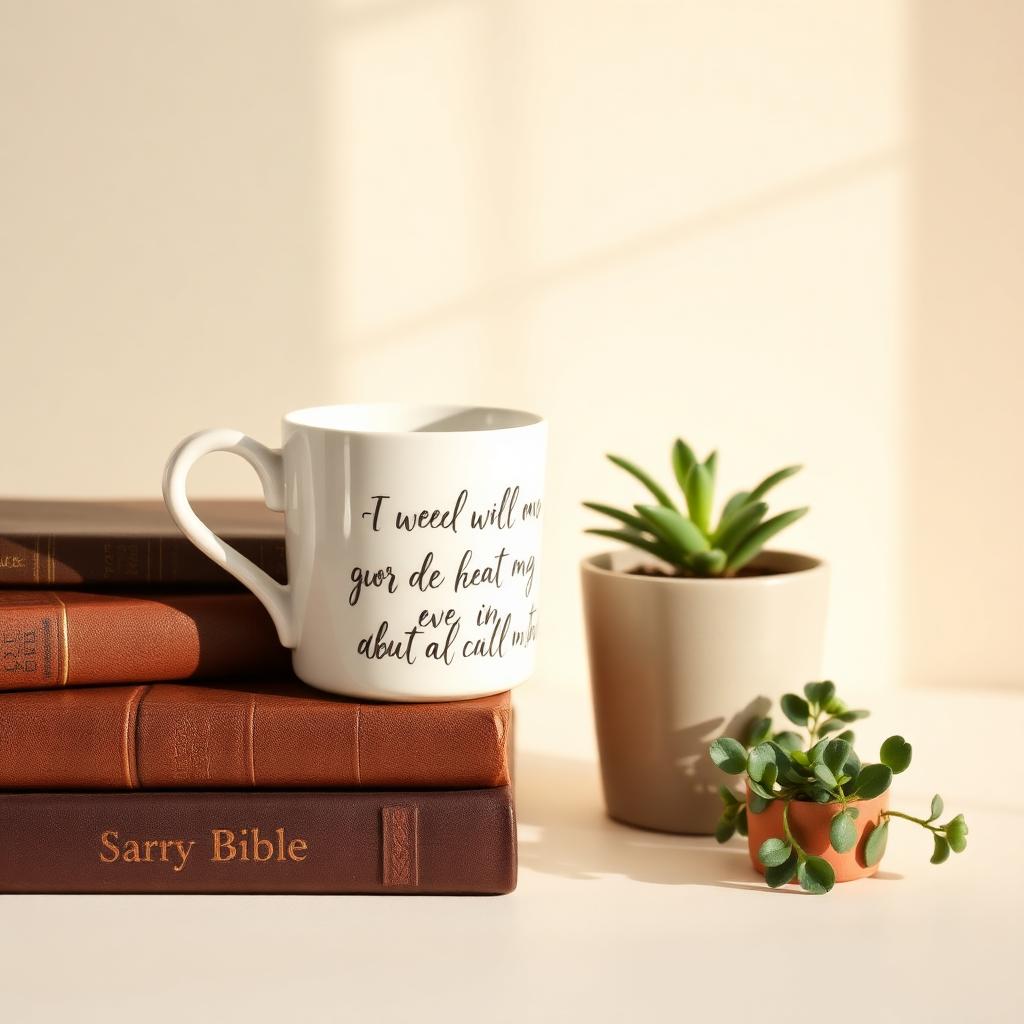 Coffee mug on a stack of Bibles